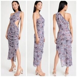MISA Floral One-Shoulder Dress Retail $350
